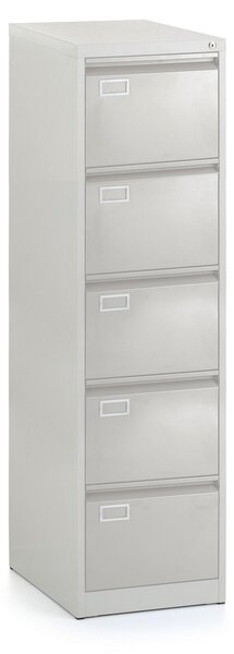 Dosar metalic A4 - 5 sertare, 45,5 x 62 x 162,5 cm, încuietoare cilindru, gri deschis - ral 7035