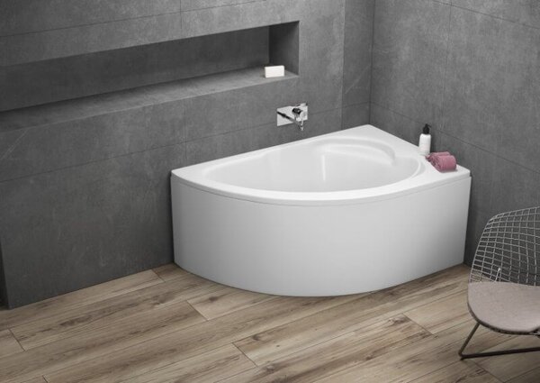 Polimat Standard cadă de colț 130x85 cm partea dreaptă alb 00343