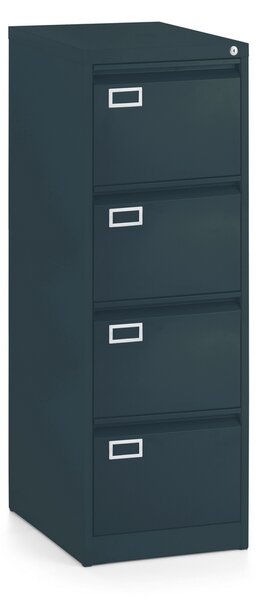 Dosar metalic A4 - 4 sertare, 45,5 x 62 x 132 cm, incuietoare cilindru, antracit - ral 7016