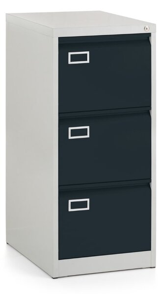 Dosar metalic A4 - 3 sertare, 45,5 x 62 x 101,5 cm, blocare cilindrica, antracit - ral 7016