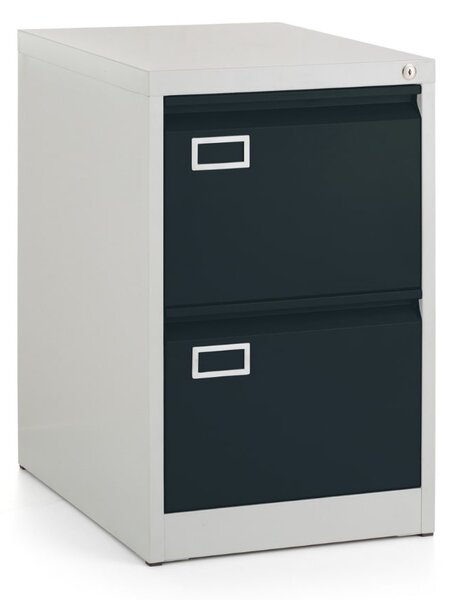 Dosar metalic A4 - 2 sertare, 45,5 x 62 x 71,5 cm, inchidere cilindrica, antracit - ral 7016