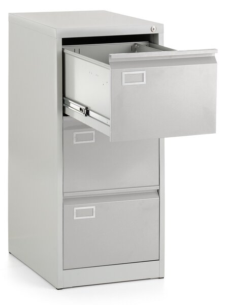 Dosar metalic A4 - 3 sertare, 45,5 x 62 x 101,5 cm, încuietoare cilindru, gri deschis - ral 7035