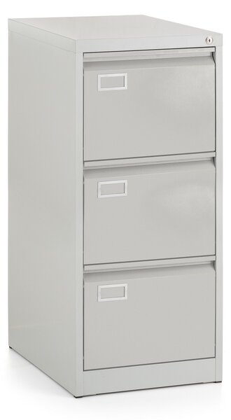 Dosar metalic A4 - 3 sertare, 45,5 x 62 x 101,5 cm, încuietoare cilindru, gri deschis - ral 7035