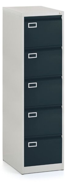 Dosar metalic A4 - 5 sertare, 45,5 x 62 x 162,5 cm, incuietoare cilindru, antracit - ral 7016
