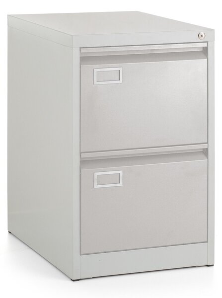 Dosar metalic A4 - 2 sertare, 45,5 x 62 x 71,5 cm, blocare cilindrica, gri deschis - ral 7035