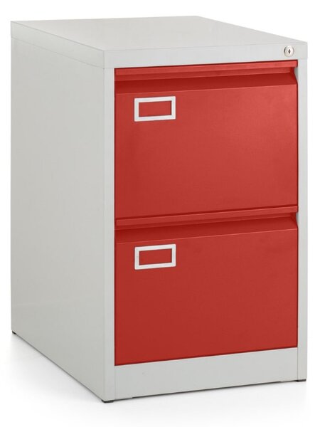 Dosar metalic A4 - 2 sertare, 45,5 x 62 x 71,5 cm, incuietoare cilindrica, rosu - ral 3000