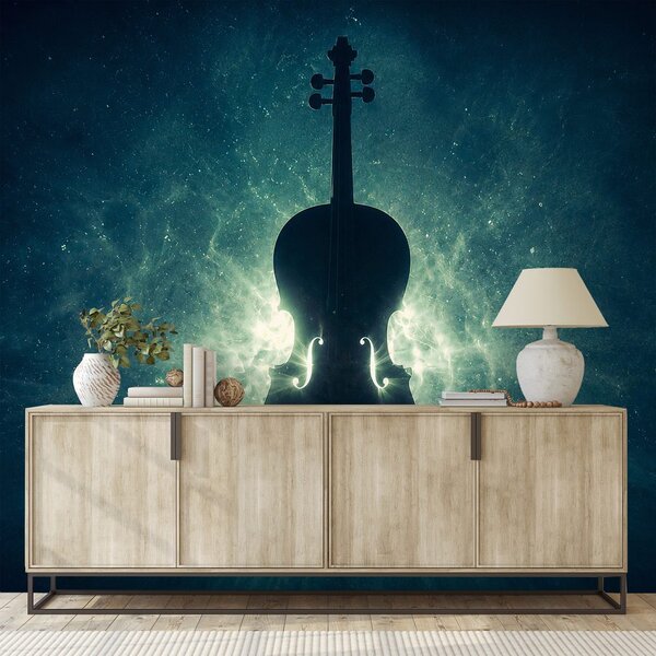Fototapet violoncel în lumină cosmică