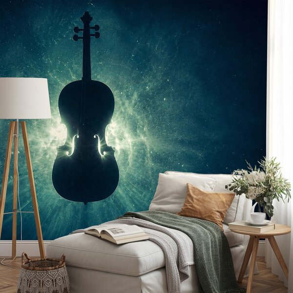 Fototapet violoncel în lumină cosmică