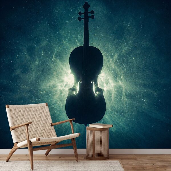 Fototapet violoncel în lumină cosmică
