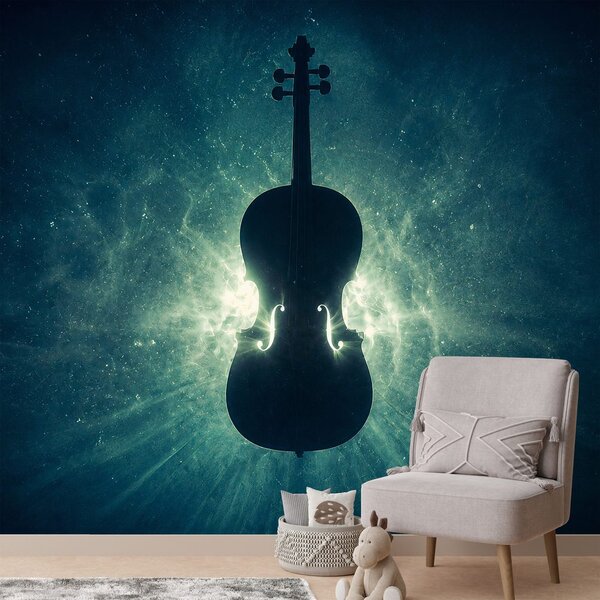 Fototapet violoncel în lumină cosmică