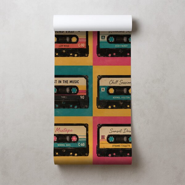 Tapet casete audio retro colorate
