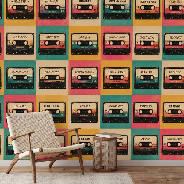 Tapet casete retro în stil vintage