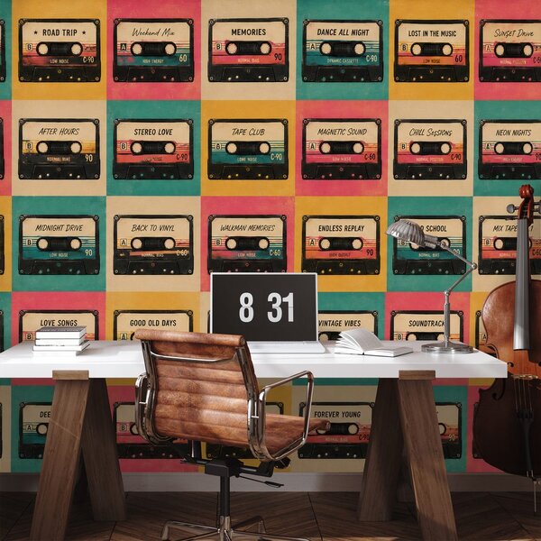 Tapet casete retro în stil vintage