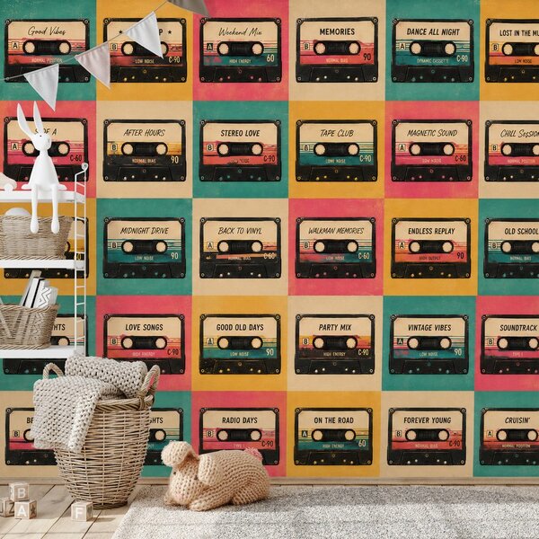Tapet casete retro în stil vintage