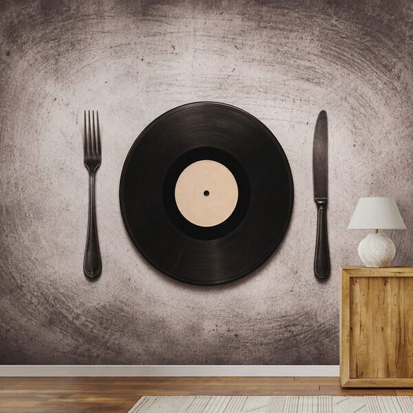 Fototapet disc de vinil cu tacâmuri