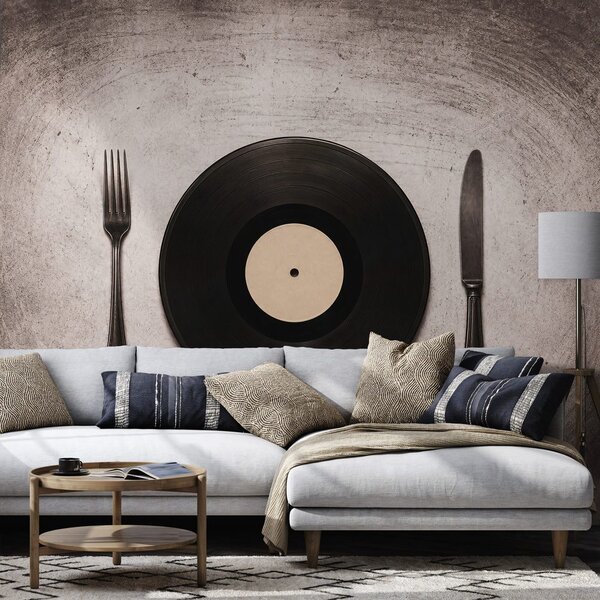 Fototapet disc de vinil cu tacâmuri
