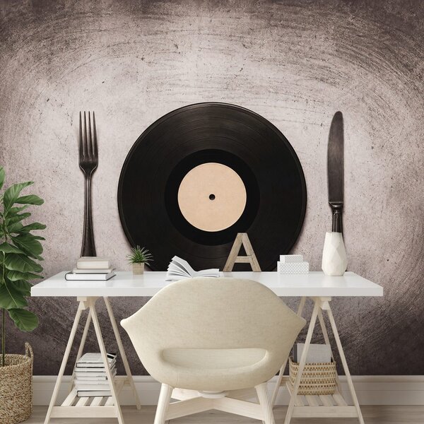 Fototapet disc de vinil cu tacâmuri