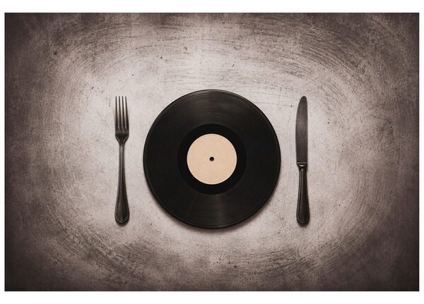 Fototapet disc de vinil cu tacâmuri