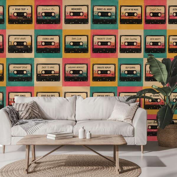 Tapet casete retro în stil vintage