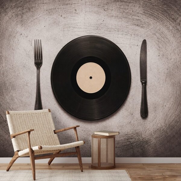 Fototapet disc de vinil cu tacâmuri