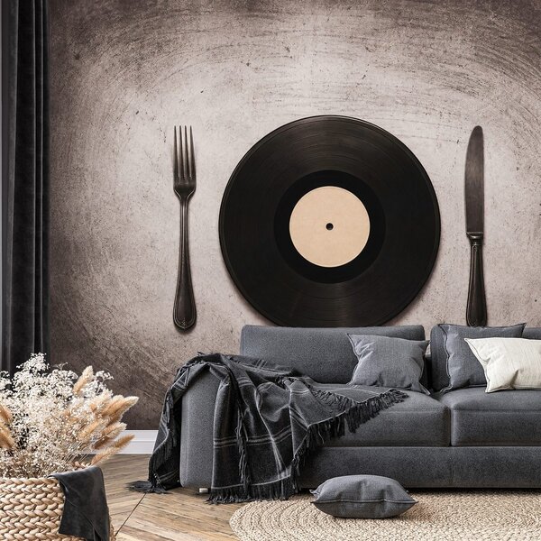 Fototapet disc de vinil cu tacâmuri