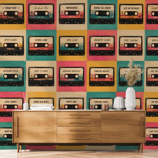 Tapet casete retro în stil vintage