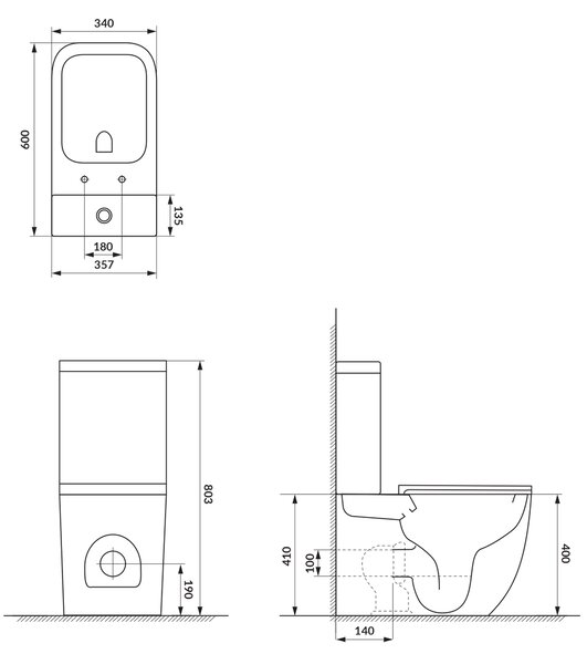 Cersanit Remo wc compact cu capac soft-close cu spălare turbionară alb K3029-001