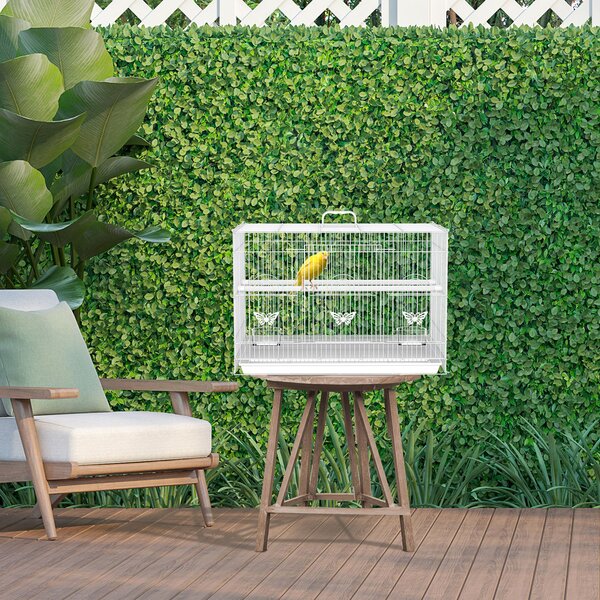 Colivie pentru Pasari din Metal cu Stinghii si Boluri pentru Mancare, Voliera pentru Canari si Perusi 60x41x41cm, Alb | Aosom Romania