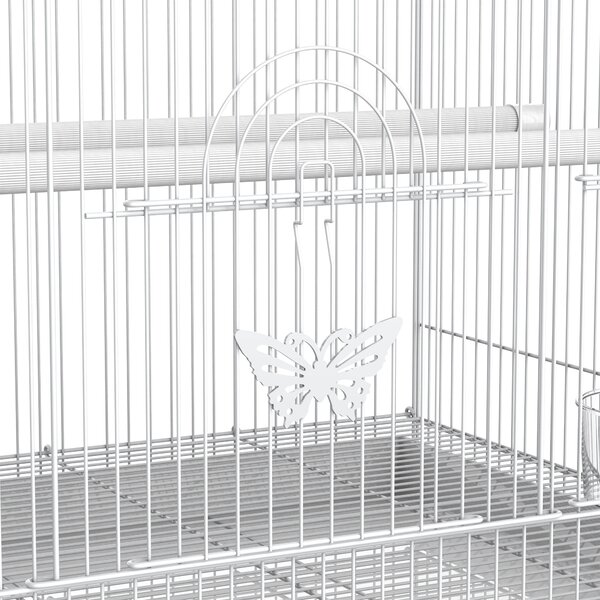 Colivie pentru Pasari din Metal cu Stinghii si Boluri pentru Mancare, Voliera pentru Canari si Perusi 60x41x41cm, Alb | Aosom Romania