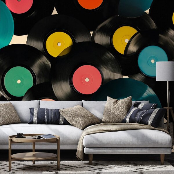Tapet discuri vinil retro colorate