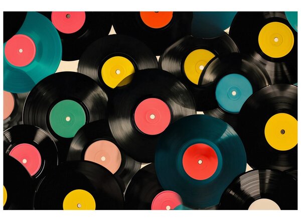 Tapet discuri vinil retro colorate
