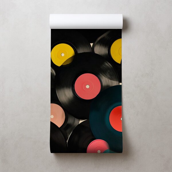Tapet discuri vinil retro colorate