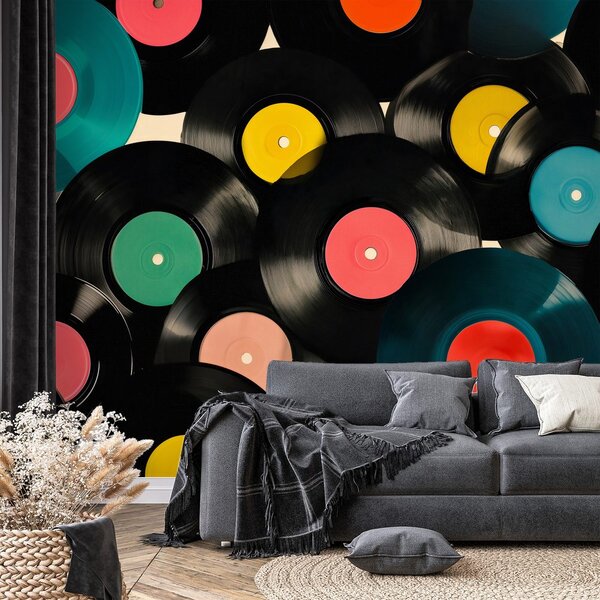 Tapet discuri vinil retro colorate