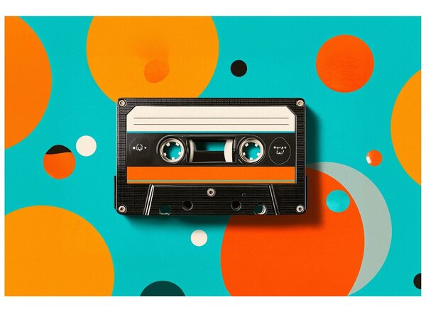 Fototapet casetă retro pe cercuri colorate