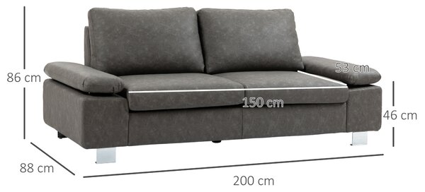 HOMCOM Canapea moderna dubla de lux cu 2 locuri, canapea tapitata cu brate reglabile pentru camera de zi, birou, gri | Aosom Romania