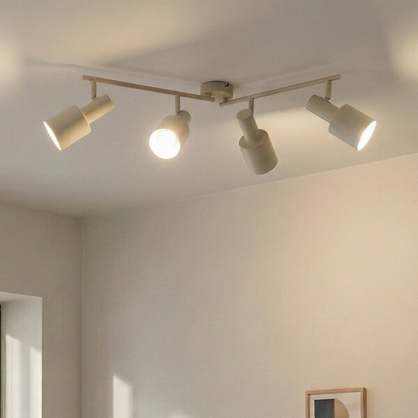Lindby Spot de plafon Ovelia, bej, 80 cm, 4 becuri, E27, reglabil, Bej, Camera de zi / sufragerie, Metal, Modern