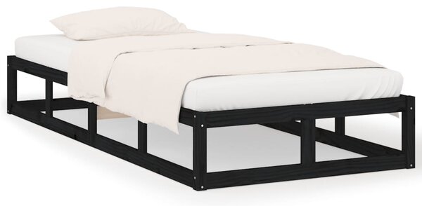 Cadru de pat, negru, 100x200 cm, lemn masiv de pin
