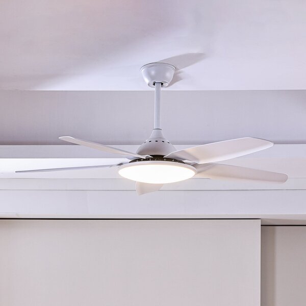 Lucande Ventilator de tavan LED Divian, alb, DC, silențios, CCT, Alb, Camera de zi / sufragerie, Metal, Modern