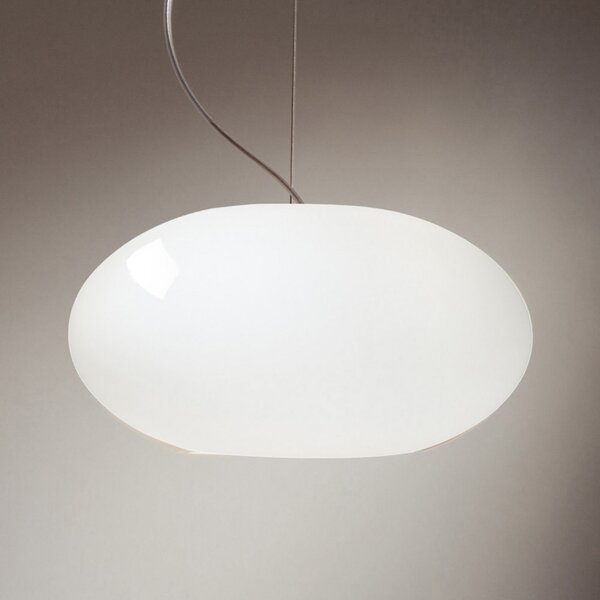 Casablanca Aih - lampă suspendată 28 cm alb lucios, reglabil, Alb, Camera de zi / sufragerie, Sticlă, Design