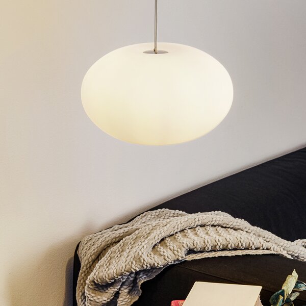 Casablanca Aih - lampă suspendată 28 cm alb mat, reglabil, Alb, Camera de zi / sufragerie, Sticlă, Design