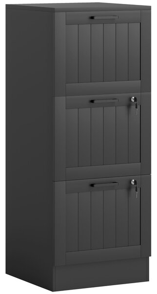 HOMCOM Corp birou, mobilier depozitare din lemn 3 sertare și încuietoare, șine suspendate reglabile, 40 x 40 x 101 cm, negru | Aosom Romania