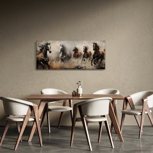 Tablou - Pictură în ulei de cai (120x50 cm)