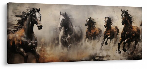 Tablou - Pictură în ulei de cai (120x50 cm)