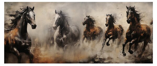 Tablou - Pictură în ulei de cai (120x50 cm)