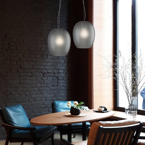 Casablanca Anua lampă suspendată 2 surse gri mat, reglabil, Gri, Camera de zi / sufragerie, Sticlă, Design