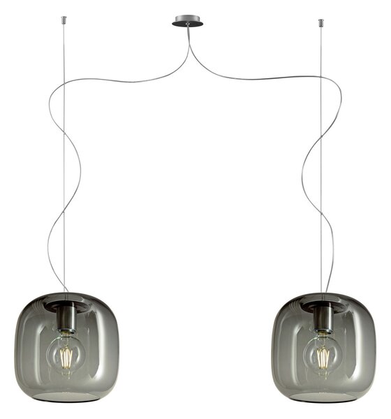 Casablanca Murea lampă suspendată cablu 2s.grafit, reglabil, Gri, Camera de zi / sufragerie, Sticlă, Design