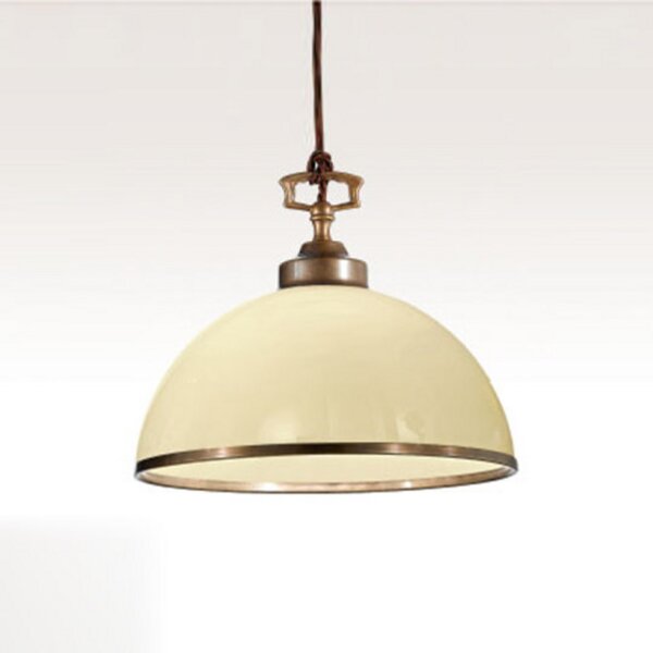 Cremasco La Botte lampă suspendată, fildeș, reglabil, Bronz / Alamă Veche, Camera de zi / sufragerie, Metal, Casă de țară / Rustic