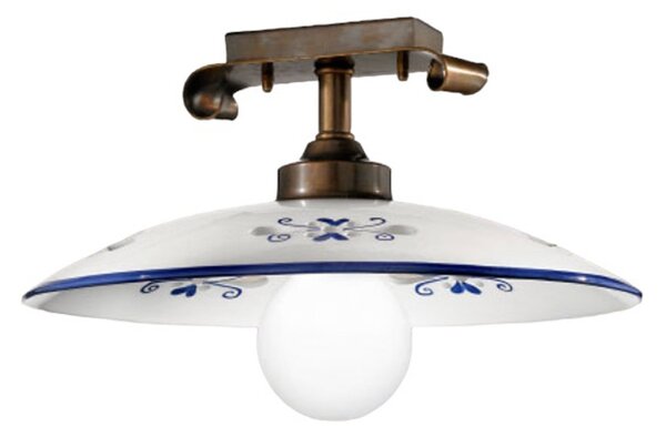 Cremasco Bassano plafonieră, detalii albastru, reglabil, Bronz / Alamă Veche, Camera de zi / sufragerie, Metal, Casă de țară / Rustic