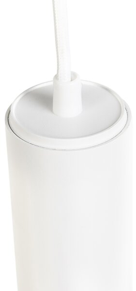 Lampă suspendată de design albă, incl. adaptor de șină monofazat - Slimline Tuba Small