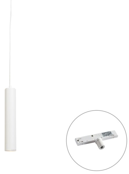 Lampă suspendată de design albă, incl. adaptor de șină monofazat - Slimline Tuba Small